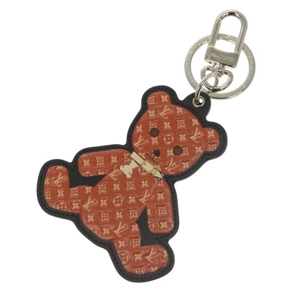 LOUIS VUITTON Porte Cles Teddy Bear Charm Leather Brown - Picture 1 of 8